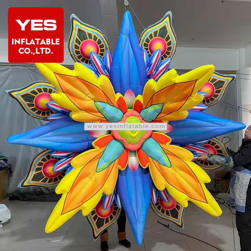 Best sale high quality OEM inflatable colorful flower hanging inflatable flower with LED light