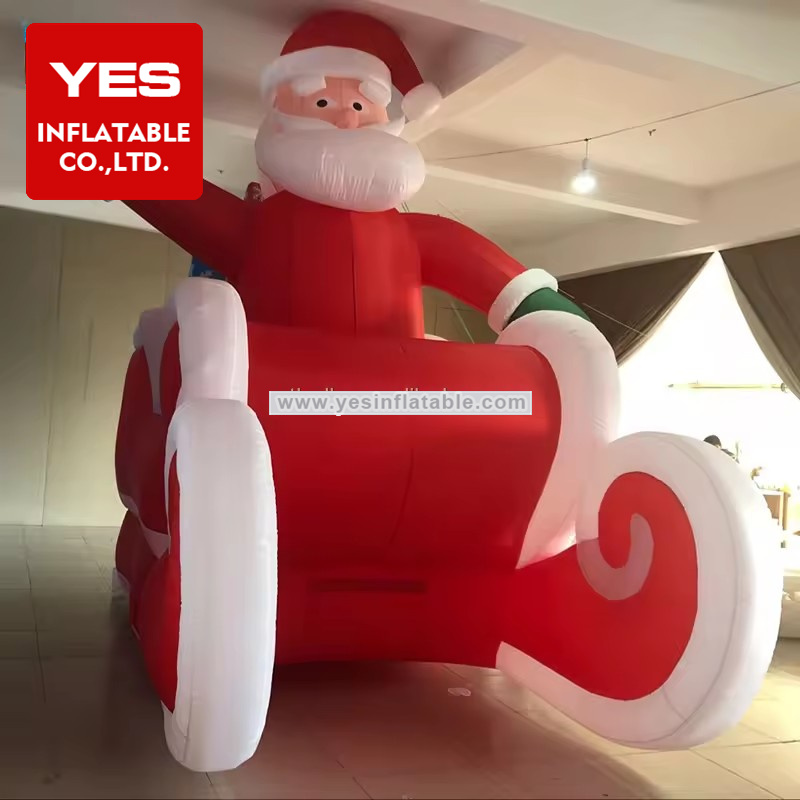 Beautiful Inflatable Christmas Santa With Milu Deer Model For Christmas Decoration