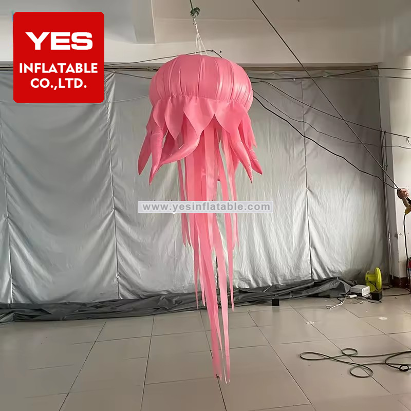 Ceiling Decorative Colourful Hanging Inflatable Jellyfish Balloon With Led Light