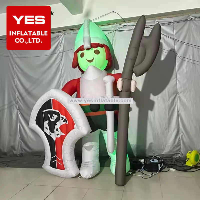 Best Design Inflatable Cartoon Charater Model Take Weapons Inflatable Cartoon Man With Led Light