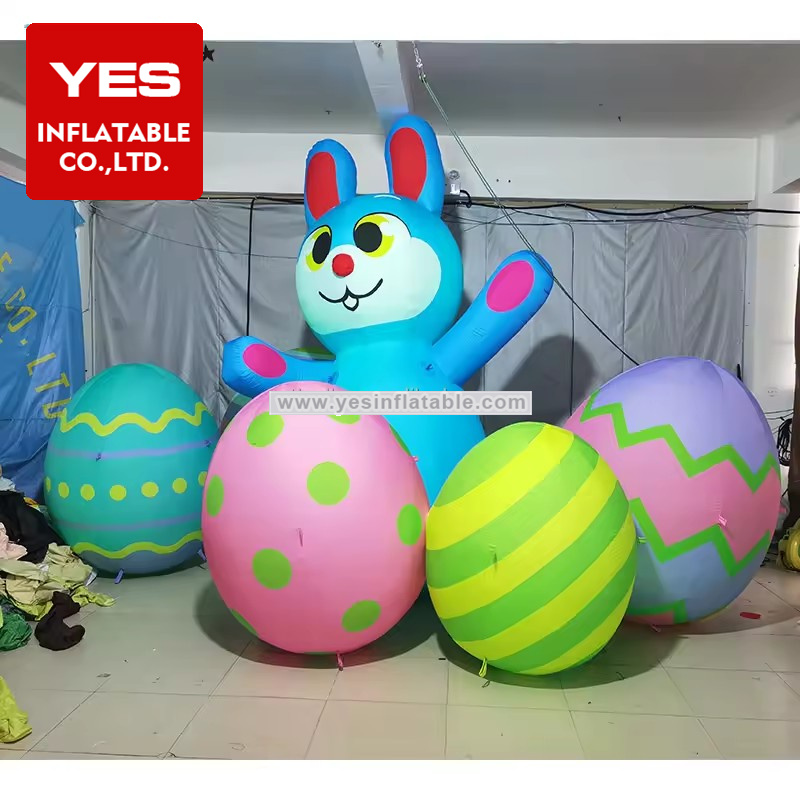 Outdoor Decoration Easter Bunny Inflatable Easter Rabbit with Egg