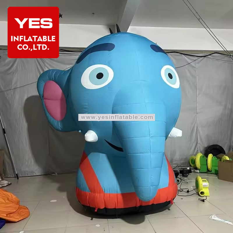 Event Inflatable Cartoon Animals Model Bule Inflatable Cartoon Elephant Head