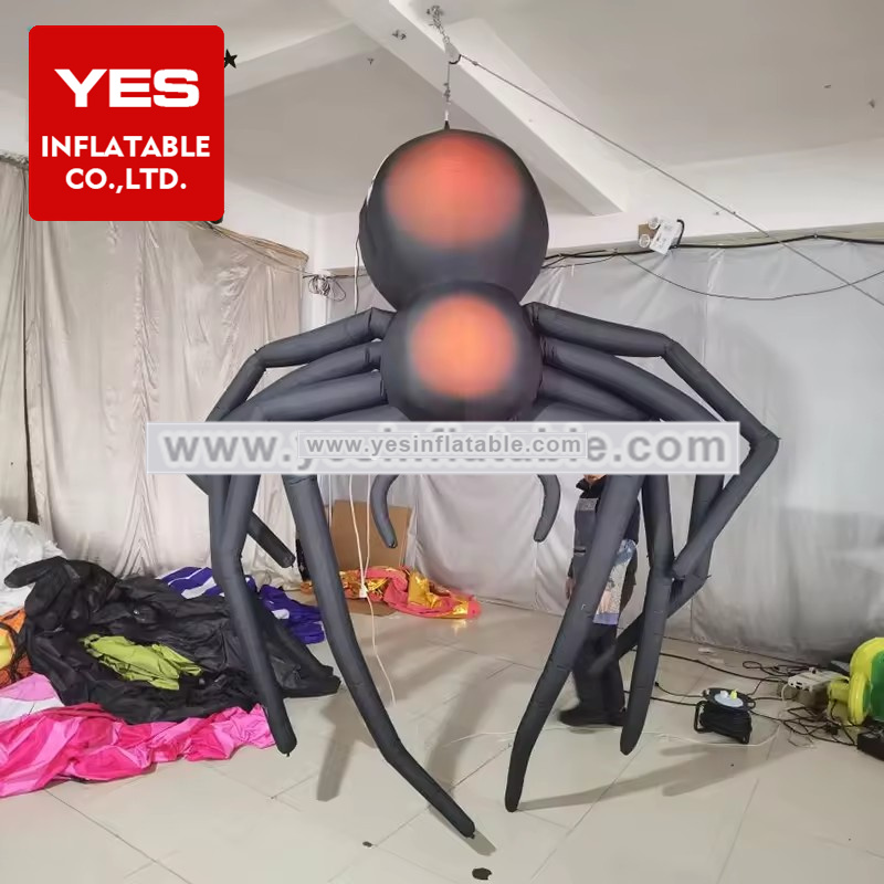 Hot Sale Giant Halloween Hanging Inflatable Black Spider For Party