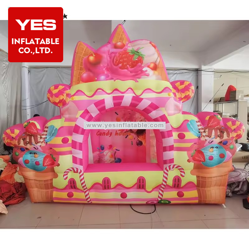 Outdoor Inflatable Candy Kiosk Pink Inflatable Ice Cream Booth