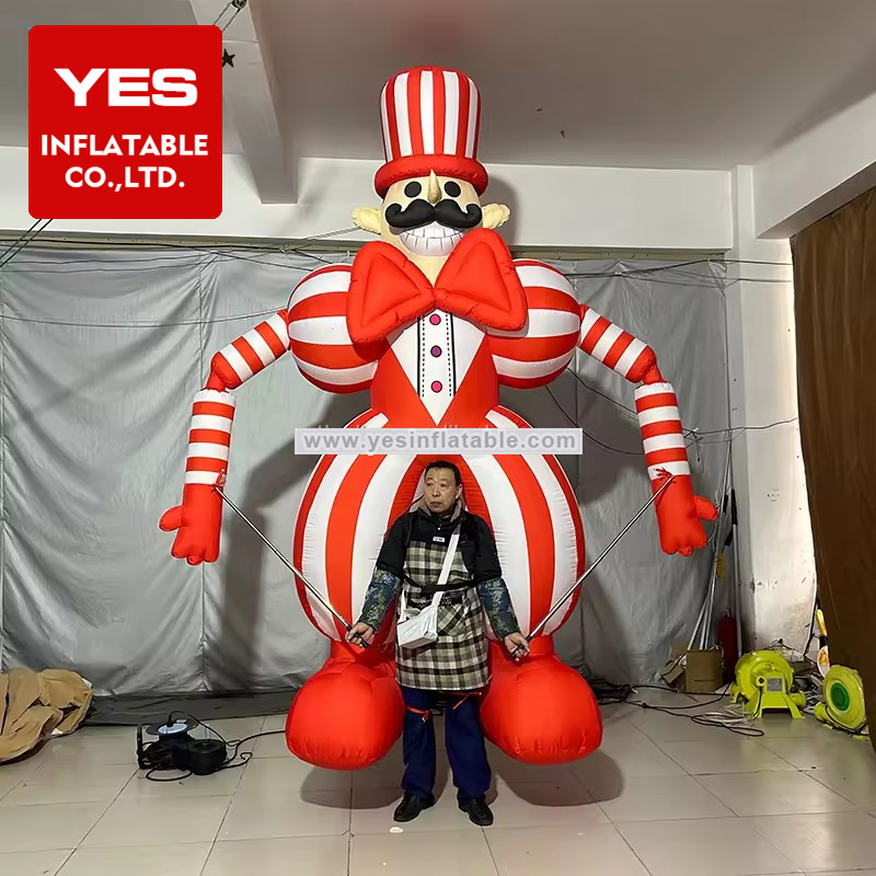 High Quality Red White Stripe Inflatable Clowns Circus Costume