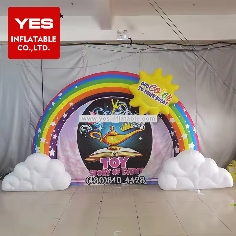 Customized Giant Inflatable Wedding Arch Inflatable Rainbow Cloud Arch