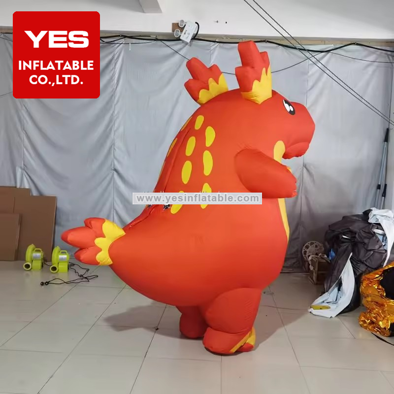 Advertising Inflatable Walking Cartoon Costume Orange Cute Inflatable Dinosaur Costume