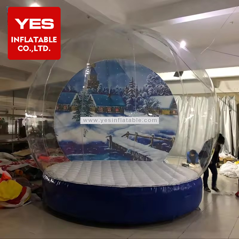 christmas Decoration Inflatable Snow Globe with Printed Background Blower and Pump