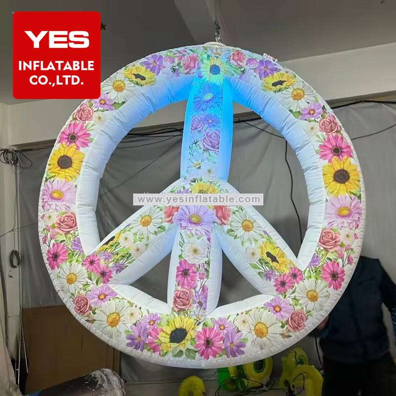 Customized Inflatable Advertising Sign Led Printing Symbol Inflatable Peace Sign