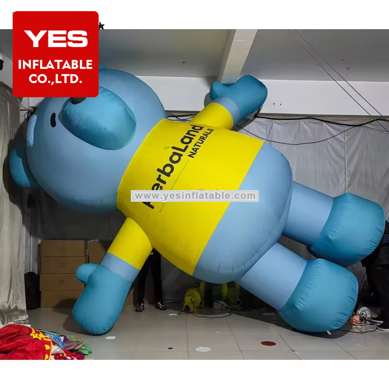 Best Selling Event Decoration Bule Inflatable Cartoon Bear For Party