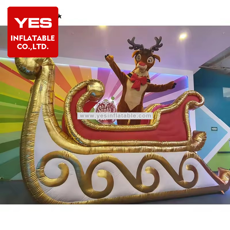 Factory price OEM giant inflatable Christmas Santa Claus sleigh inflatable sled price for sale