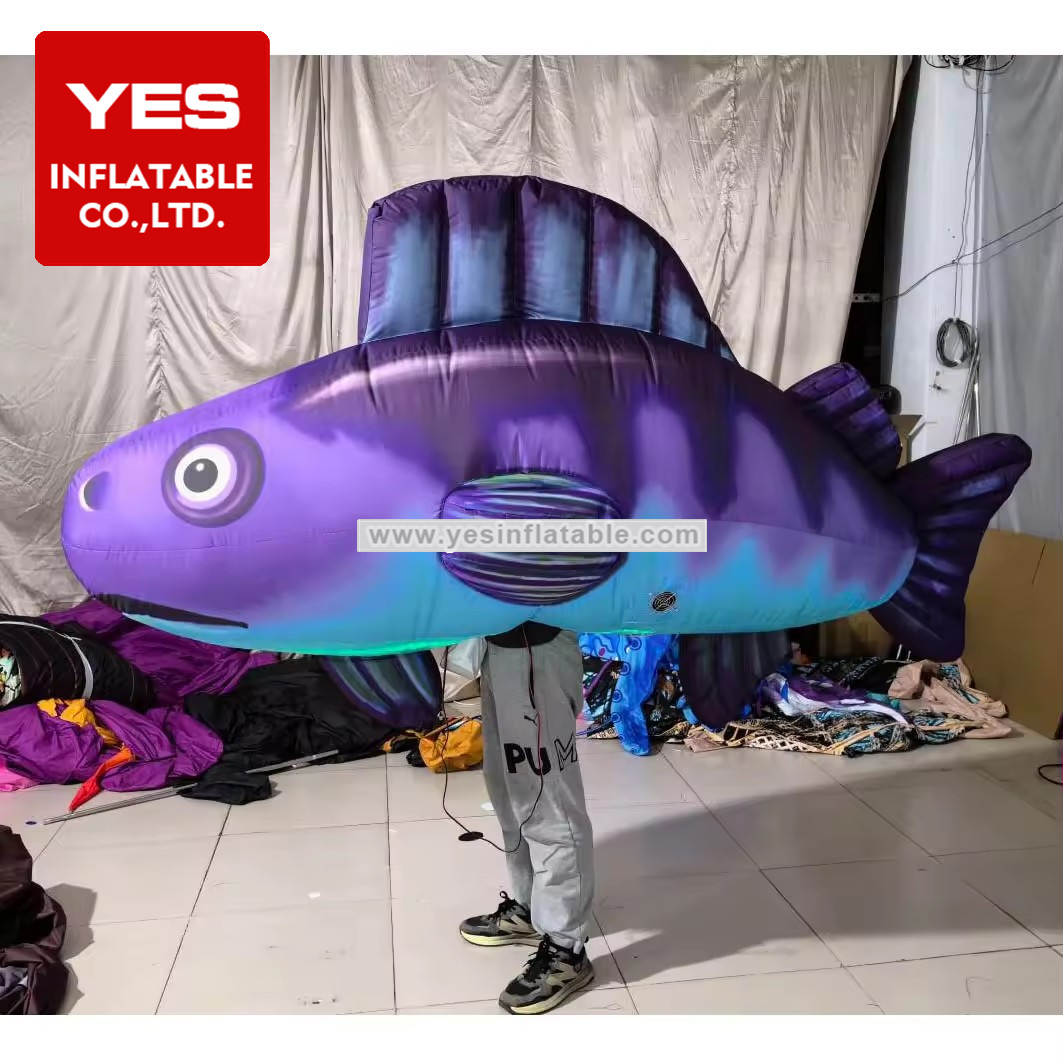 Customized Inflatable Animal Costume Purple Inflatable Fish Costume