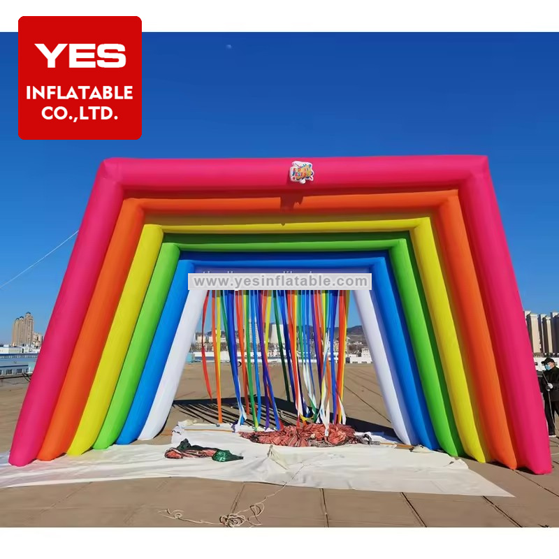 Customized Pride Month Cube Inflatable Rainbow Arch Inflatable Tassels Arch