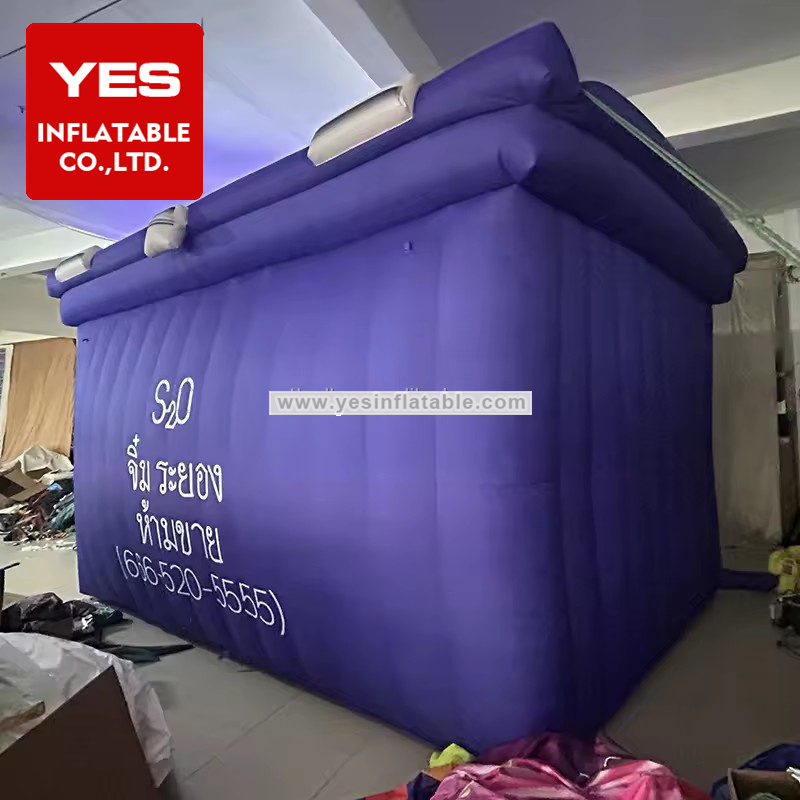 High Quality Music Festival Blue Cube Inflatable Advertising Props