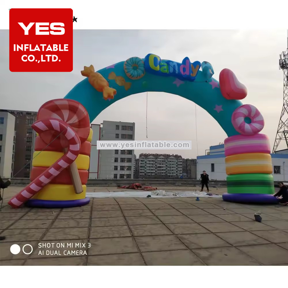 Customized Advertising Colorful Inflatable Rainbow Archway Inflatable Candy Arch