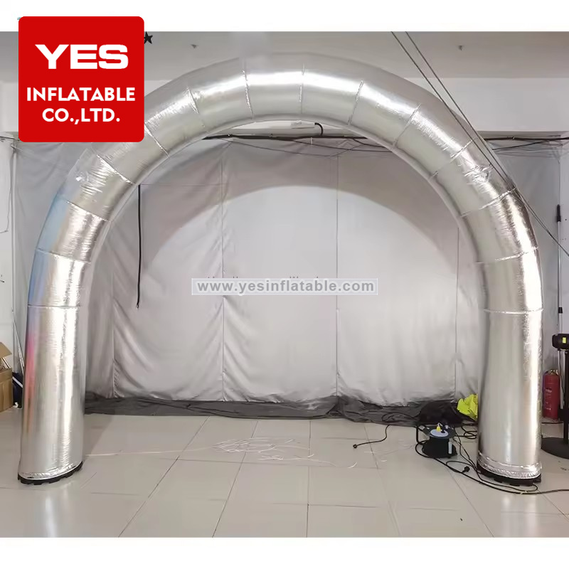 Customized Activity Entrance Silver Inflatable Arch