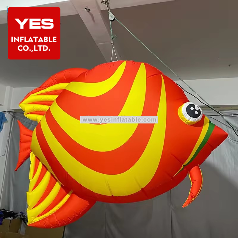 Customized Hanging Inflatable Tropical Fish With Led Light For Party Club