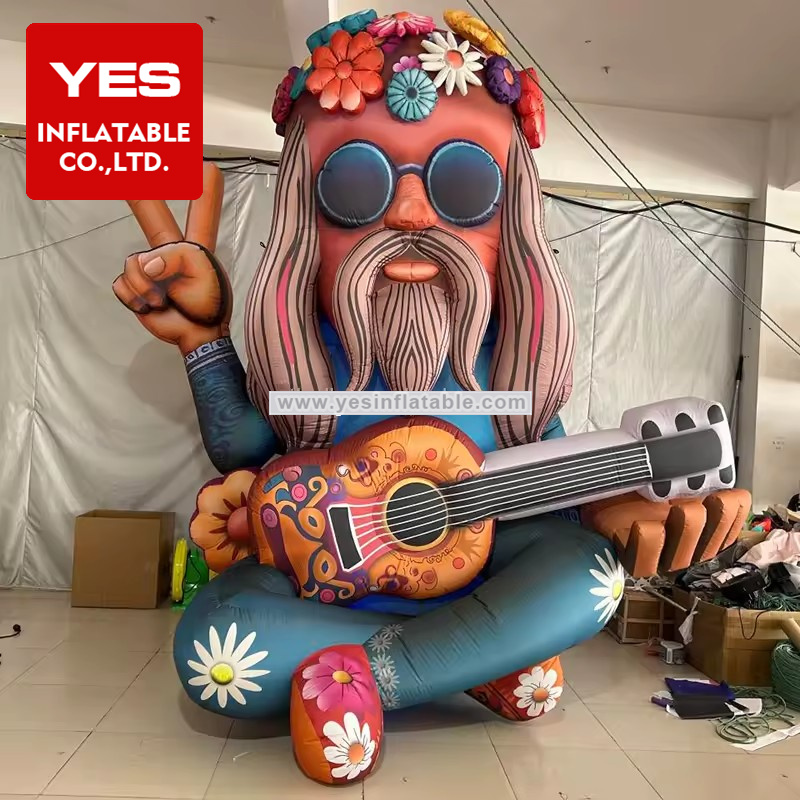 Music Festival Props Inflatable Charater Model Play Guitar Inflatable Old Man