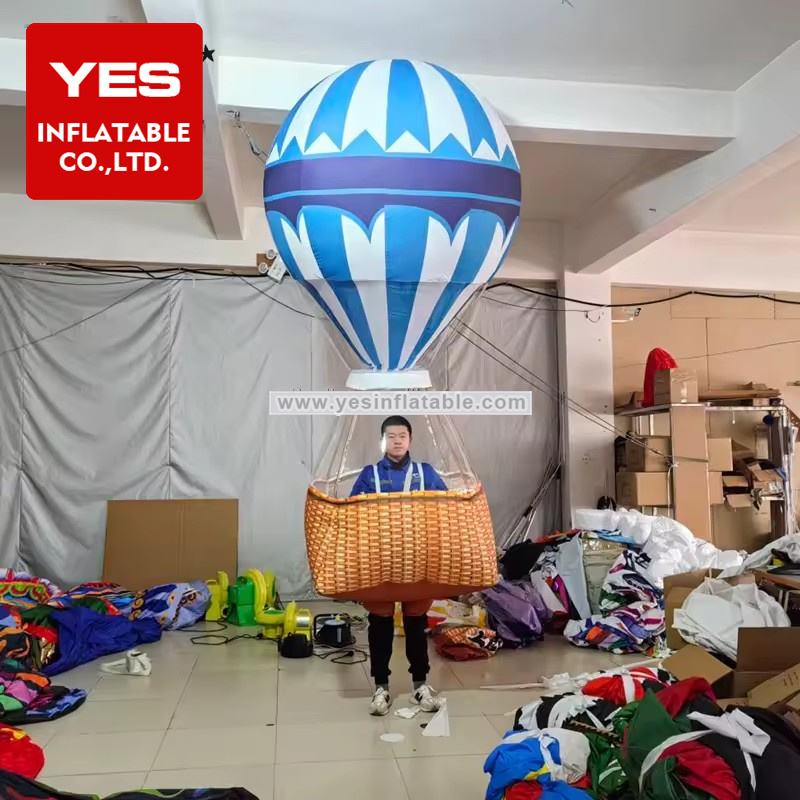 Best Design Blue White Stripe Inflatable Hot Air Balloon Costume