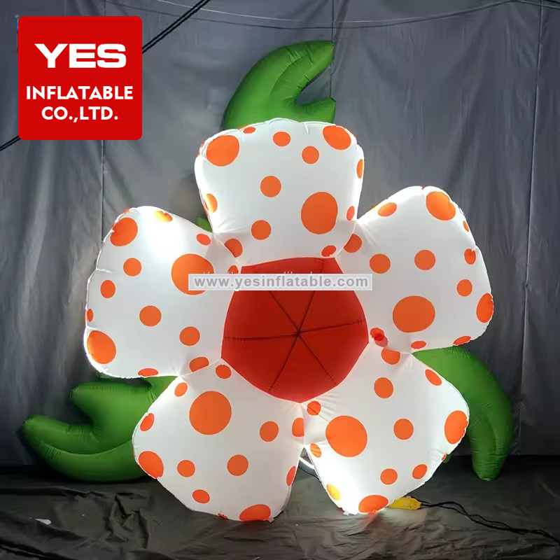 Customized Colour Event Party Decoration Inflatable Spotted Flower With Led Light