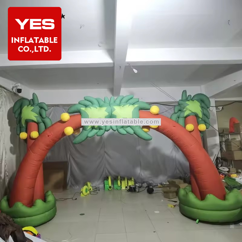 Custom Entrance Inflatable Palm Tree Arch Air Blow Coconut Tree Arch