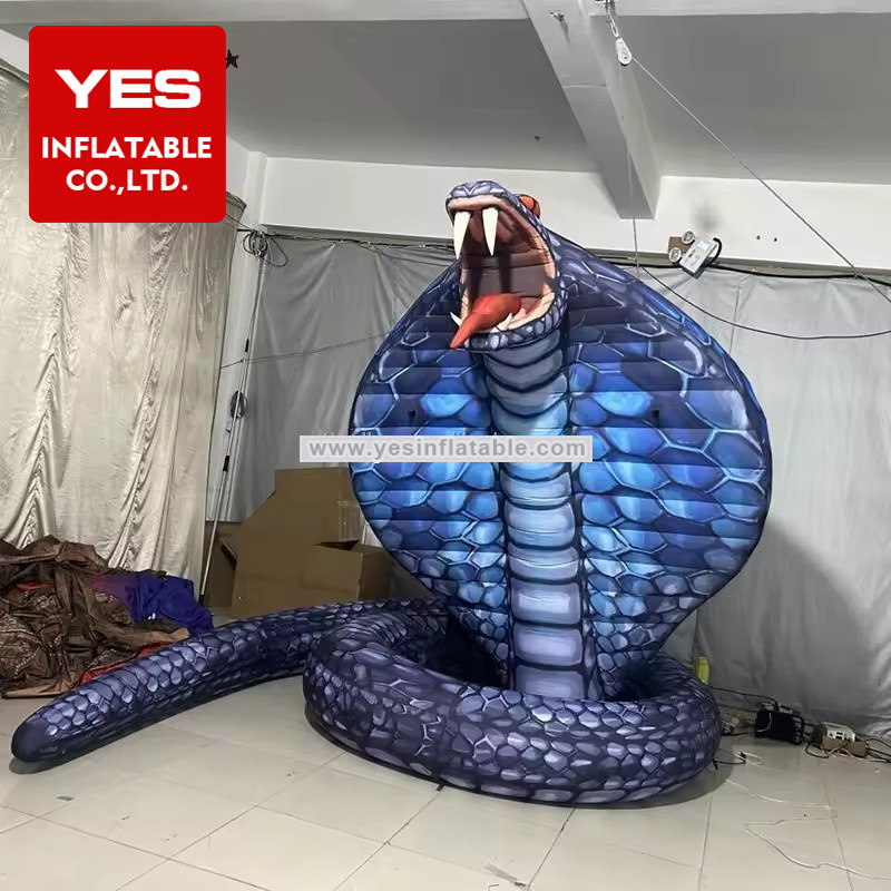 Giant Vivid Printing Inflatable Snake Model Bule Inflatable Cobra