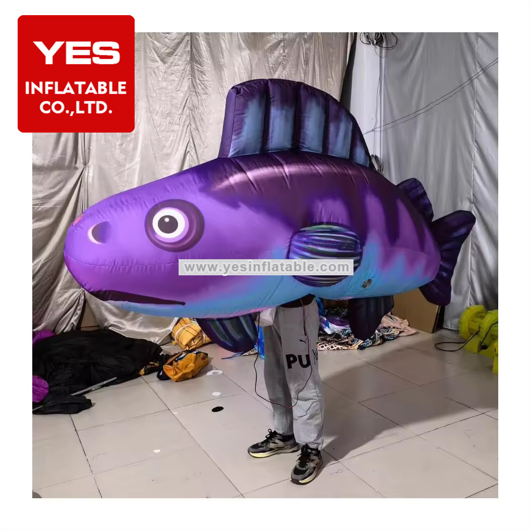 Customized Inflatable Animal Costume Purple Fish Costume inflatable parade