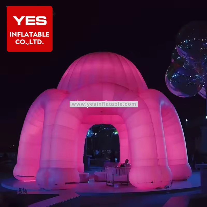 City Decoration Inflatable Pink Led Tent Inflatable Landmark Round House