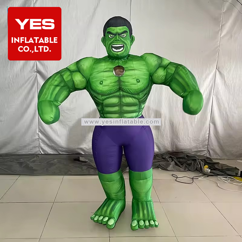 Adult Green Strong Man Costume Super Hero Inflatable Charater Costume Inflatable Muscle Suit