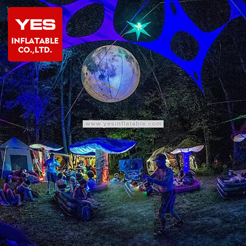 Hanging Inflatable Balloon Led Planet Full Printing Inflatable Blood Planet Ball