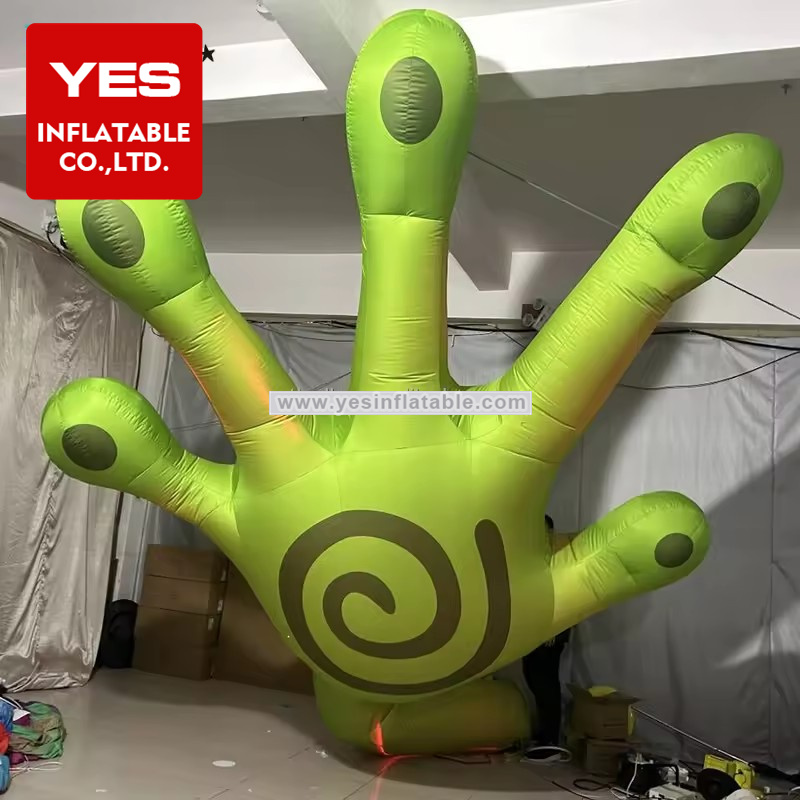 Hot Sale Giant Event Decoration Green Inflatable Hand Model With Led Light