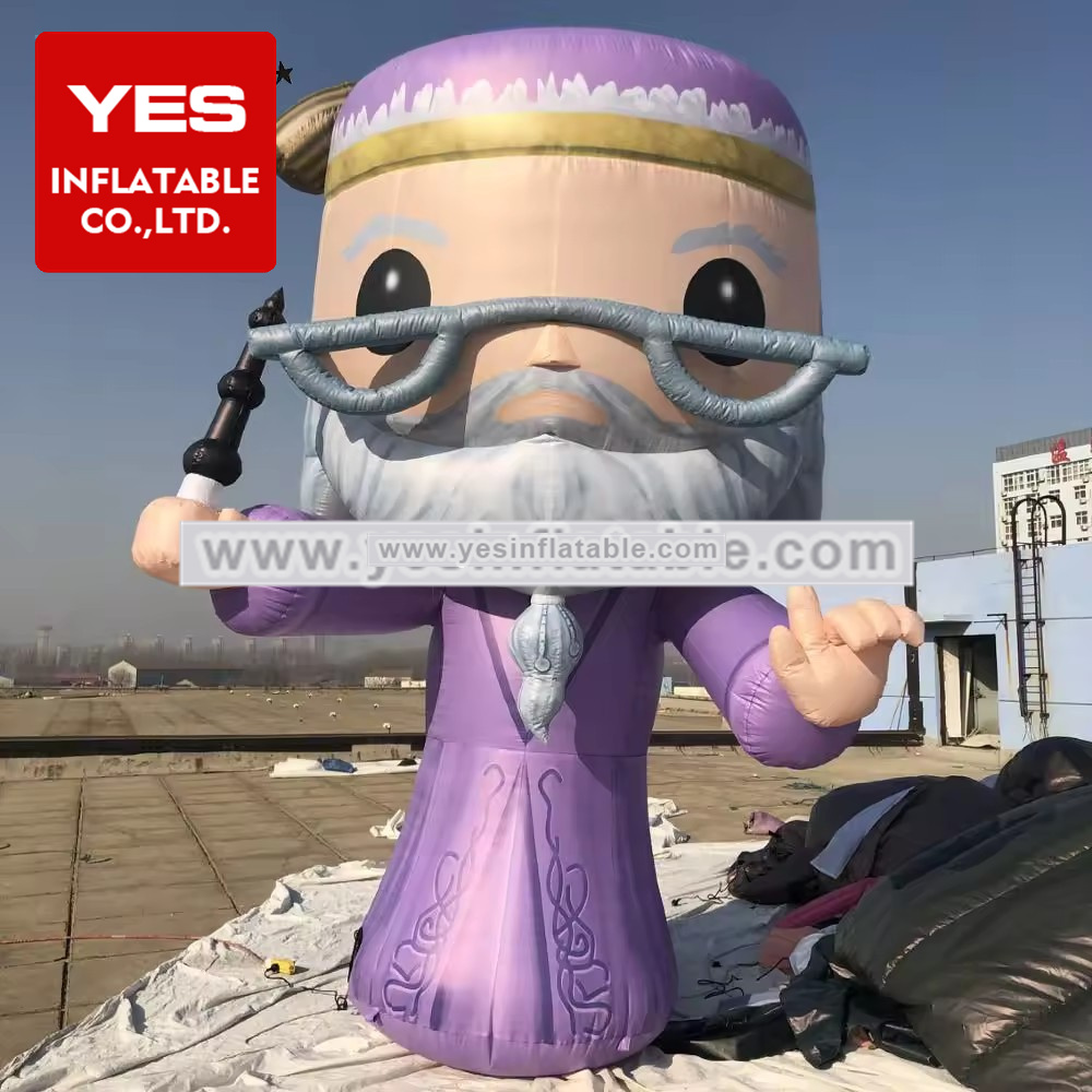 Customized Inflatable Cartoon Charater Model Wear Glasses Purple Clothes Inflatable Cartoon Man