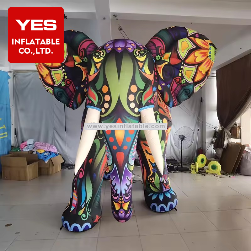 Realistic Inflatable Elephant Digital Printing Outdoor Giant inflatable LED light Elephant Model