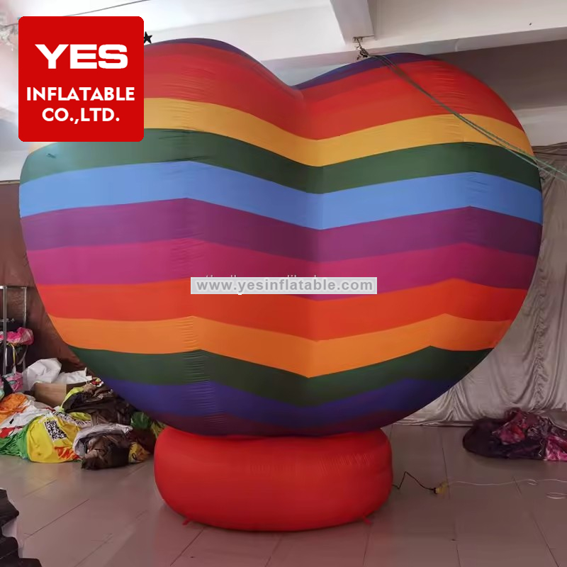 Wedding Party Decoration Rainbow Stripes Inflatable Heart