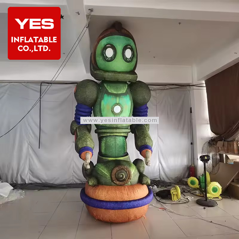 High Quality Inflatable Cartoon Charater Model Green Inflatable Robot