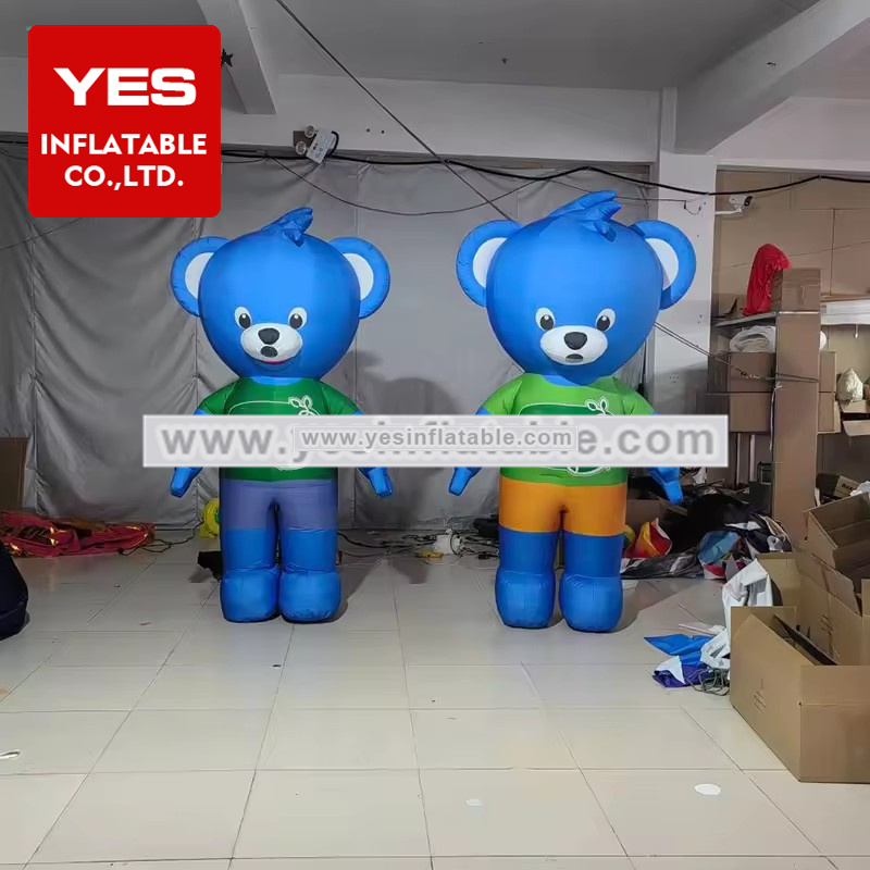 Advertising Parade Inflatable Walking Cartoon Bule Inflatable Bear Costume