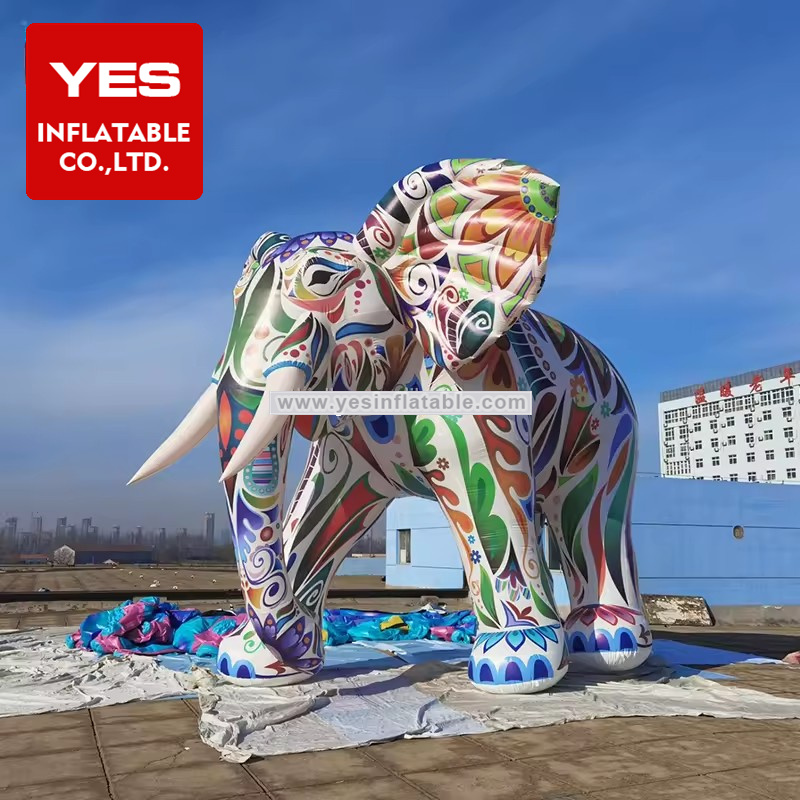 Custom made giant inflatable cartoon model inflatable colorful elephant for sale