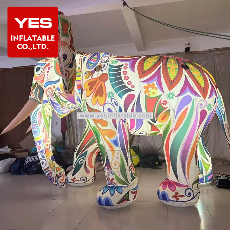 Holiday Inflatable Animal Model Color Pattern Inflatable Elephant With Led Light