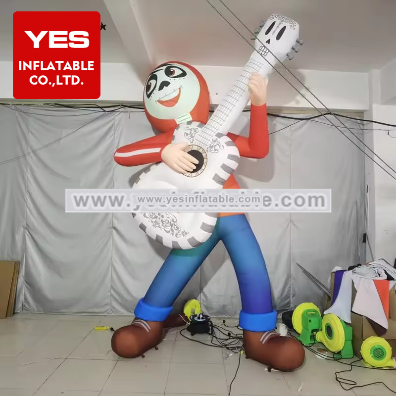 High Quality Inflatable Cartoon Model Play Guitar Inflatable Mascot With Led Light