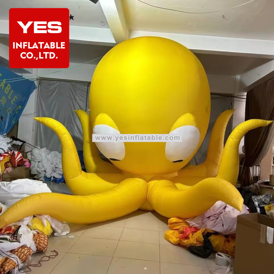 Advertising Vivid Blow Up Animal Model Yellow Festival Inflatable Octopus