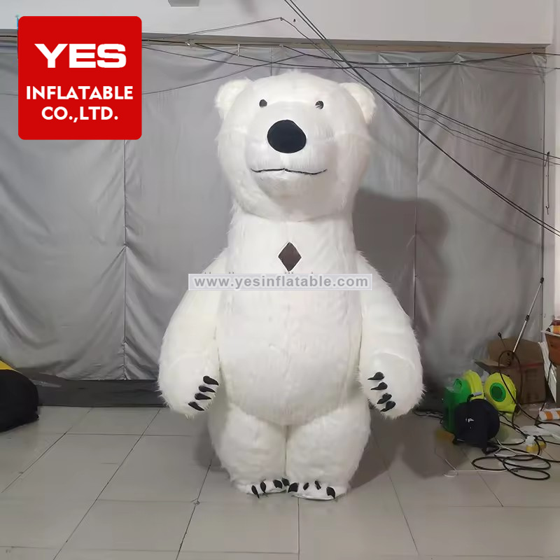 Shopping Mall Parade Inflatable Walking Cartoon Inflatable White Bear Costume