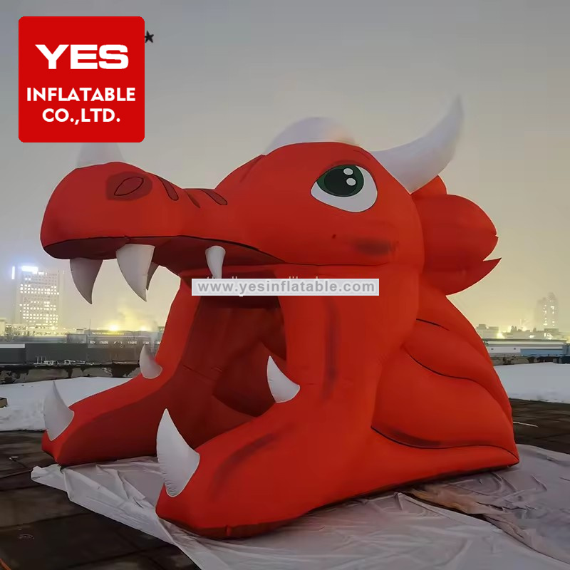 Advertising Giant Inflatable Event Entrance Inflatable Dragon Head Tunnel For Festival Rave Party