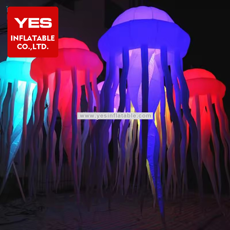 Nightclub Event Decoration Inflatable Animal Model Hanging Inflatable Jellyfish With Led Light