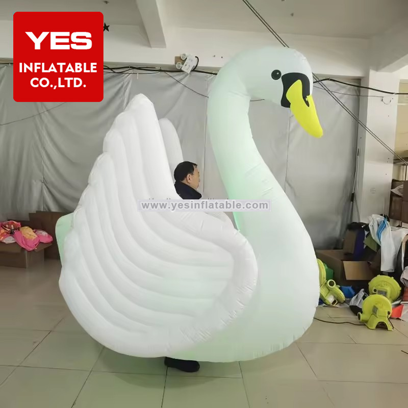 Fantastic Parade Performance White Walking Led Inflatable Swan Ride On Costume