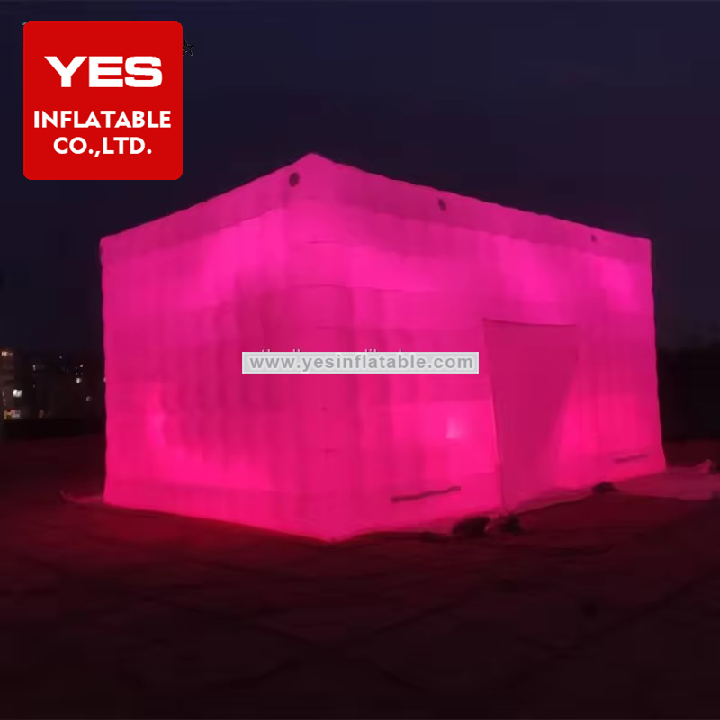 Custom PVC waterproof ECO reuse removable inflatable-nightclub inflatable cube tent with LED light