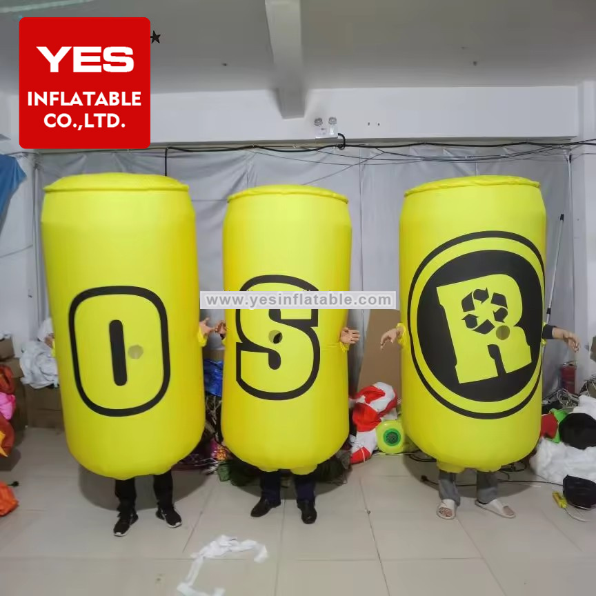 Customized Advertising Inflatable Walking Costume Yellow Inflatable Drink Costume