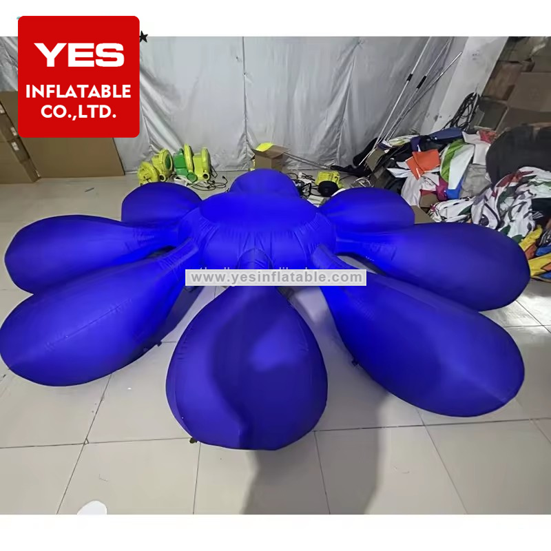 Wedding Party Decorative Inflatable Purple Flowers With Led Light