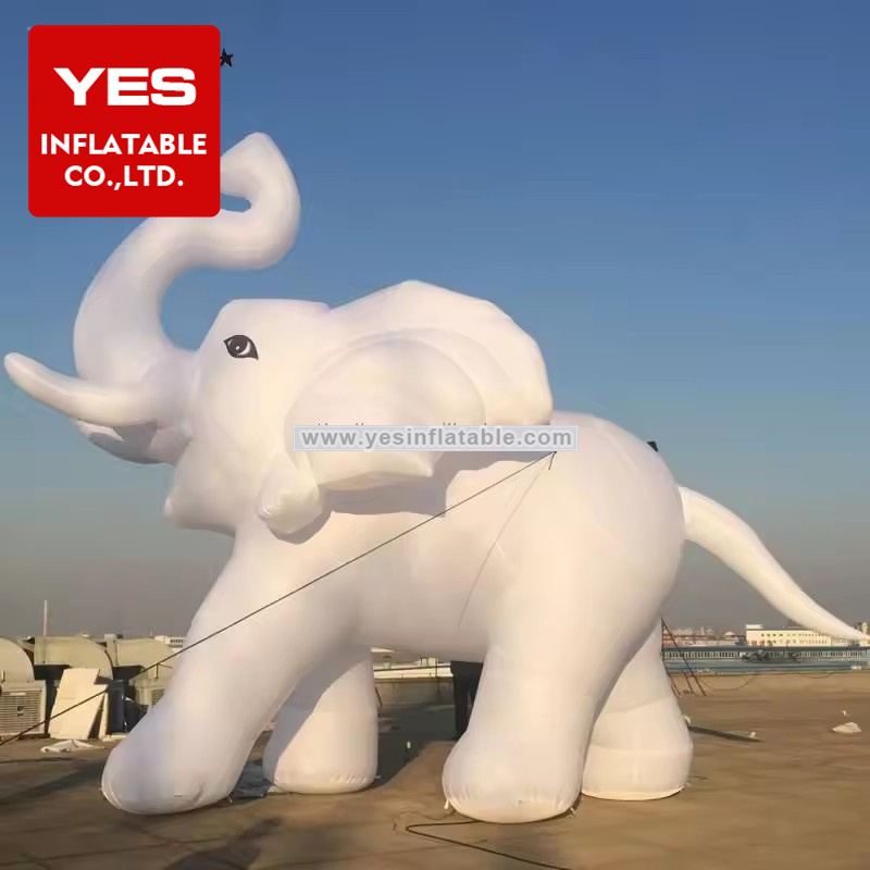 Lovely White Inflatable Elephant Inflatable Cartoon Mascot For Advertising Decoration