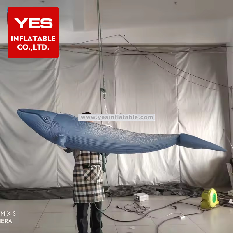 Factory sale hanging inflatable blue whale with lights whale balloon