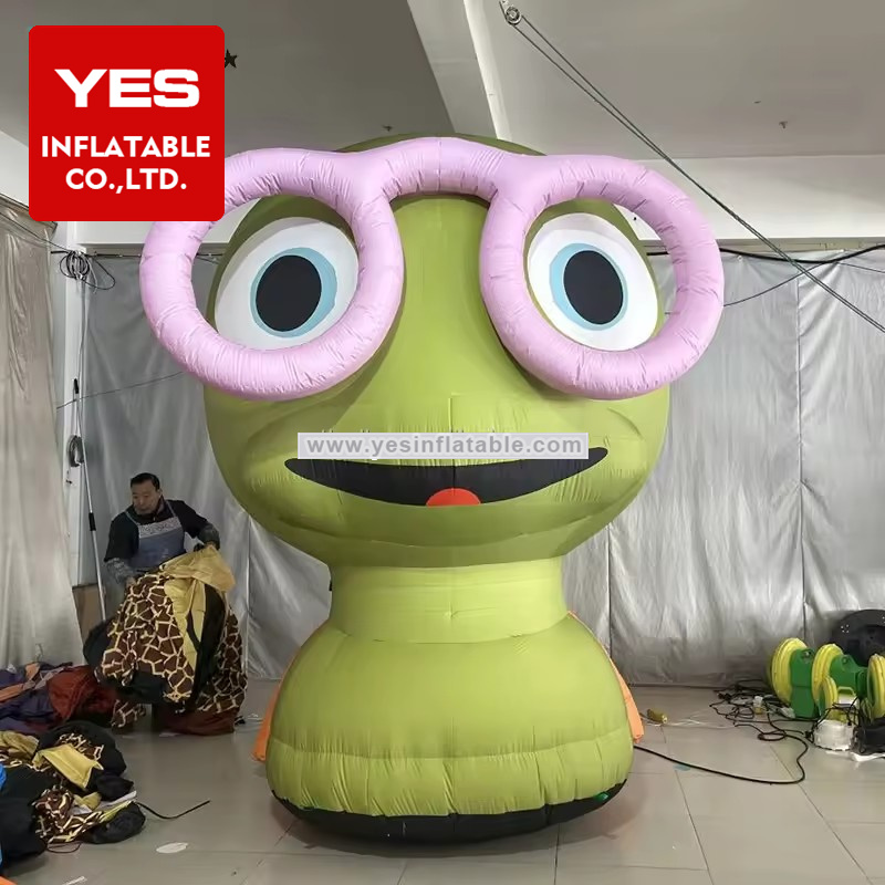 Playground Inflatable Cartoon Animal Wear Glasses Green Inflatable Snake